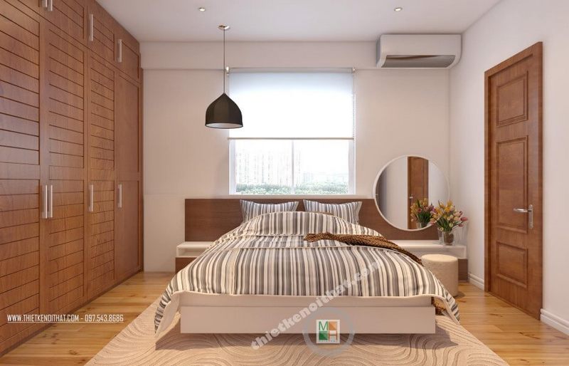 Mẫu thiết kế phòng ngủ biệt thự đẹp với đồ nội thất gỗ tự nhiên cao cấp mang đến không gian phòng ngủ sang trọng và tiện nghi