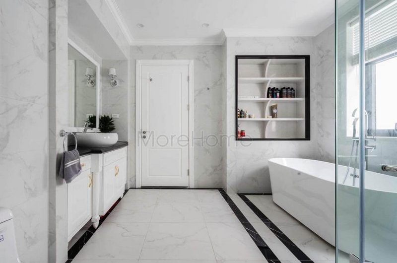 Thi công đá ốp tường nhà vệ sinh biệt thự sang trọng