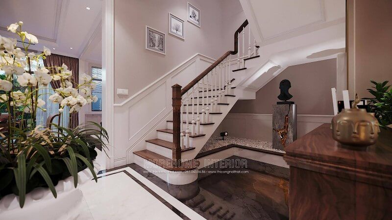 Mẫu trụ cầu thang gỗ đẹp cho nhà biệt thự