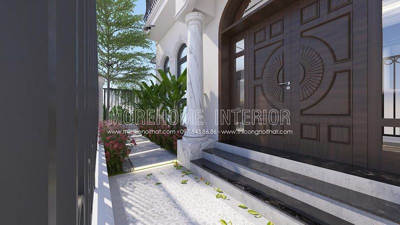 Mẫu cửa gỗ tự nhiên 2 cánh lớn đẳng cấp và đồ sộ.
